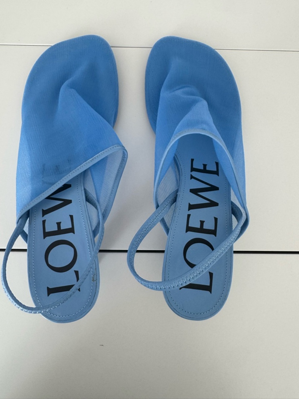 Loewe Sky Blue Mesh Slingback Sandals Sz 8